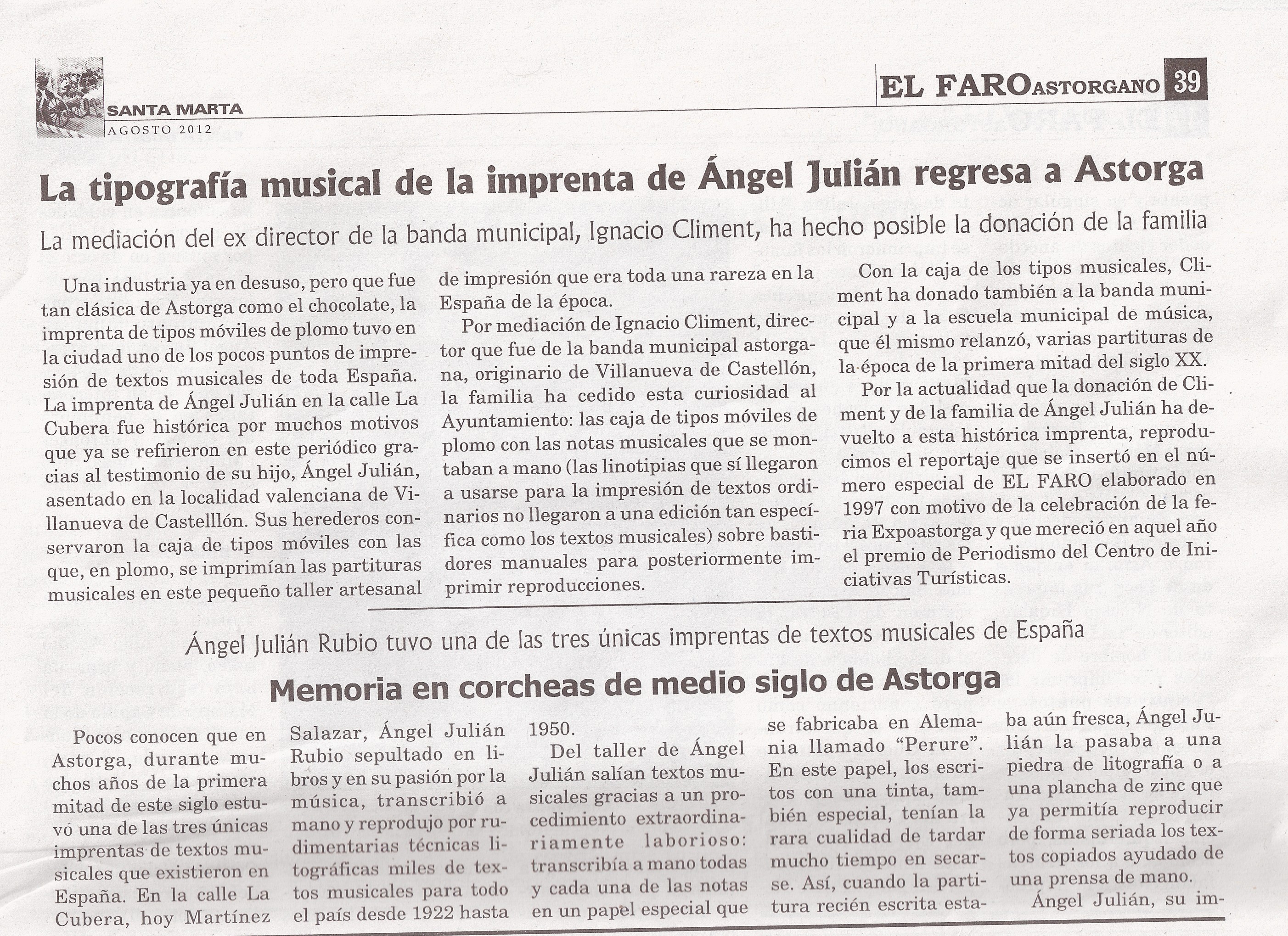 La imprenta de Angel Julian vuelve a Astorga